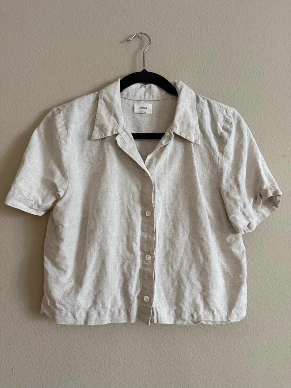 ARITZIA Wilfred 100% Organic Linen Short Sleeve Button Down Shirt Size S